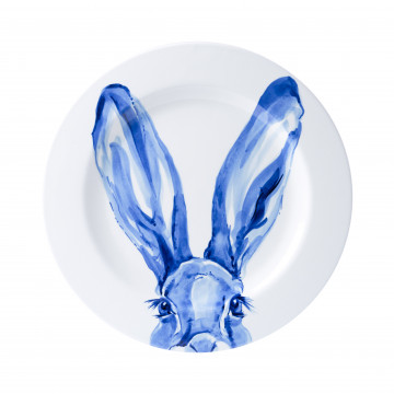 Handbeschilderd konijn met lange oren Heinen Delfts Blauw