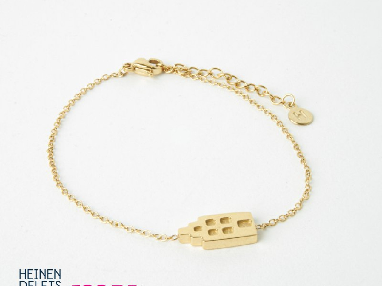 Armband Amsterdams huisje goud sieraden van My Jewellery voor Heinen Delfts Blauw