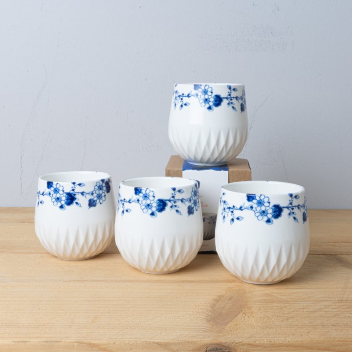 Blauw Vouw Koffiekop set van 4 ontworpen door Romy Kuhne Heinen Delfts Blauw