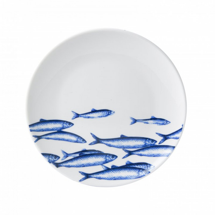 Delfts blauw bord met vissen, haringen Heinen Delfts Blauw