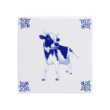 Delfts blauwe tegel met een koe