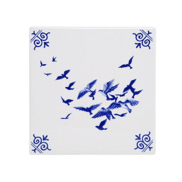 Delfts blauwe tegel met vogels