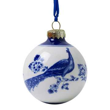 Kerstbal met Delfts blauwe pauw