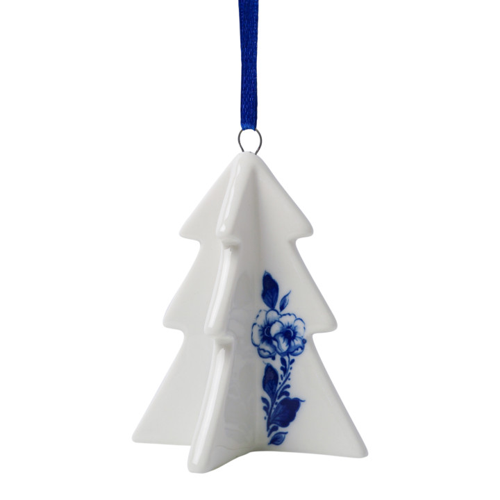 Kerstornament Delfts blauwe kerstblauw met Delfts blauwe bloemen