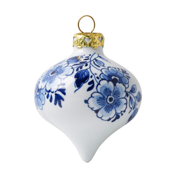 Kerstdruppel Made-lief handgeschilderd Delfts Blauw