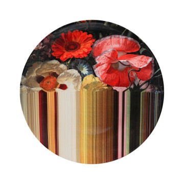 Wandbord Richard Hutten met kunstzinnige bloemen die uitlopen in strepen