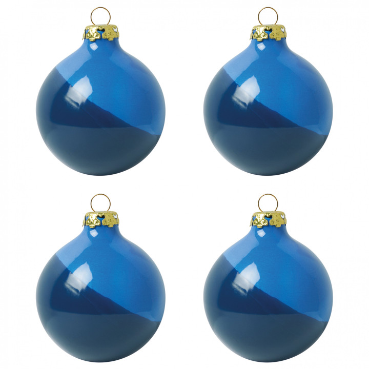 Blauwe kerstballen set DIP DYE van Heinen Delfts Blauw
