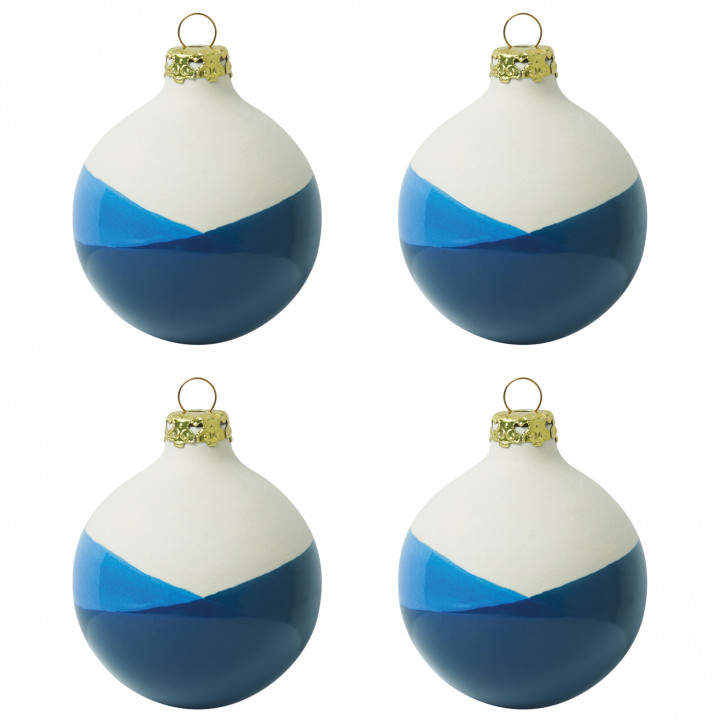 DIP DYE 3 kleurig blauwe kerstbal van Heinen Delfts Blauw