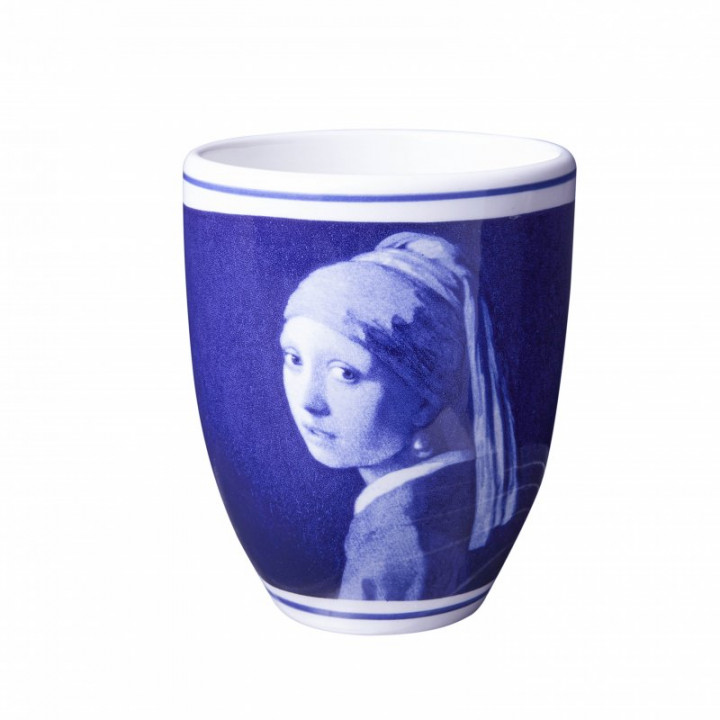 Delfts blauwe Koffiemok meisje met de parel Heinen Delfts Blauw