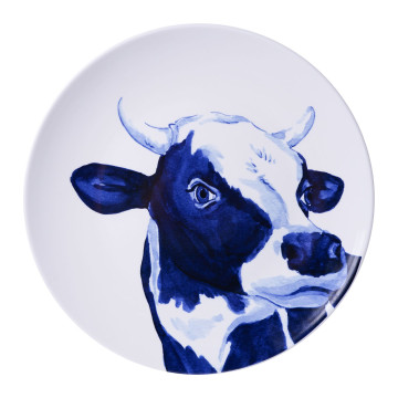 Delfts blauw wandbord met een Hollandse koe