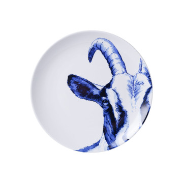 Delfts blauw wandbord met een geit