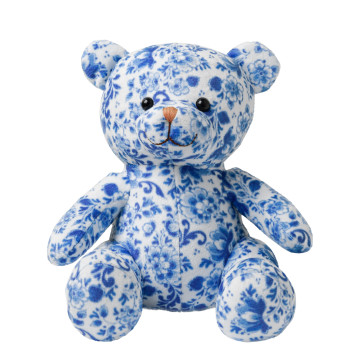 Teddybeer met Delfts blauwe bloemen