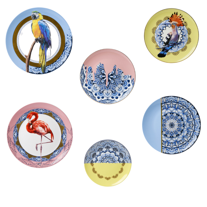 Mandala wandborden set van 6 stuks met vrolijke kleuren en tropische dieren