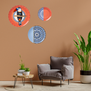 wandborden set Tucan in combinatie met aardetinten in een interieur.