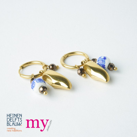Oorbel klomp goud sieraden van My Jewellery voor Heinen Delfts Blauw