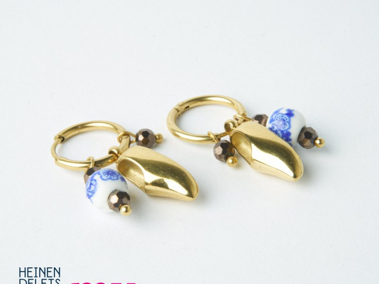 Oorbel klomp goud sieraden van My Jewellery voor Heinen Delfts Blauw