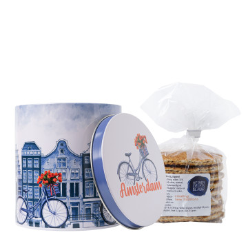Stroopwafelbli Amsterdam met grachtenpandjes en fietsen