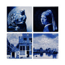 Onderzetters met kunstwerken van Vermeer in Delfts Blauw