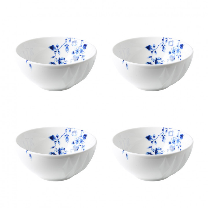 Blauw Vouw Yoghurtschaaltje set van 4 ontworpen door Romy Kuhne Heinen Delfts Blauw
