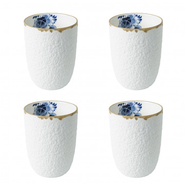 Blauw Bloesem Cappuccino mok set van 4 ontworpen door Debbie Wijskamp Heinen Delfts Blauw