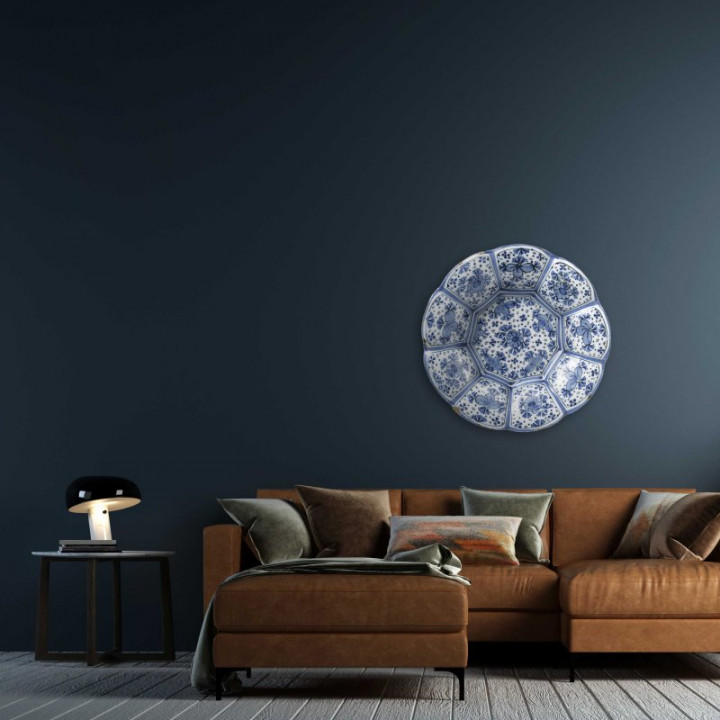 Wandcirkel Hollands Glorie 100 cm aan de muur woonkamer Heinen Delfts Blauw