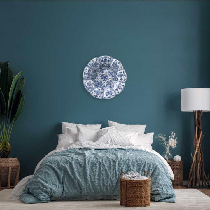 Wandcirkel Hollands Glorie 100 cm aan de muur slaapkamer Heinen Delfts Blauw