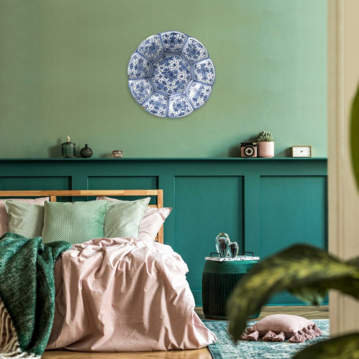 Wandcirkel Hollands Glorie 100 cm aan de muur woonkamer Heinen Delfts Blauw