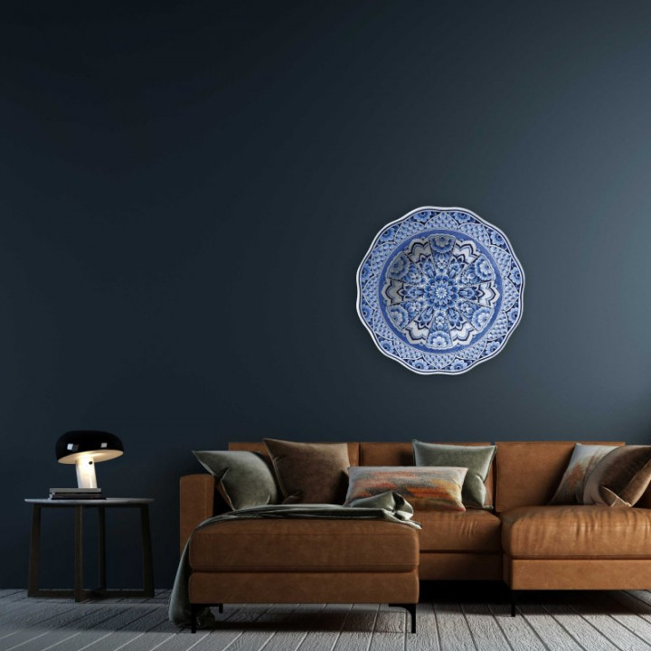 Wandcirkel Hollandse Droom 100 cm aan de muur woonkamer Heinen Delfts Blauw