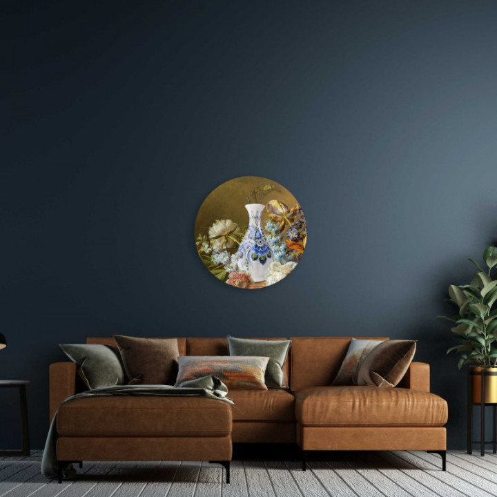 Wandcirkel Nature Design 60 cm aan de muur woonkamer Heinen Delfts Blauw