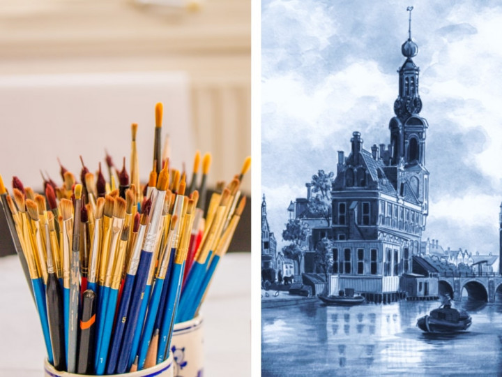 Workshop schilder je eigen tegel Amsterdam de Munt Heinen Delfts Blauw
